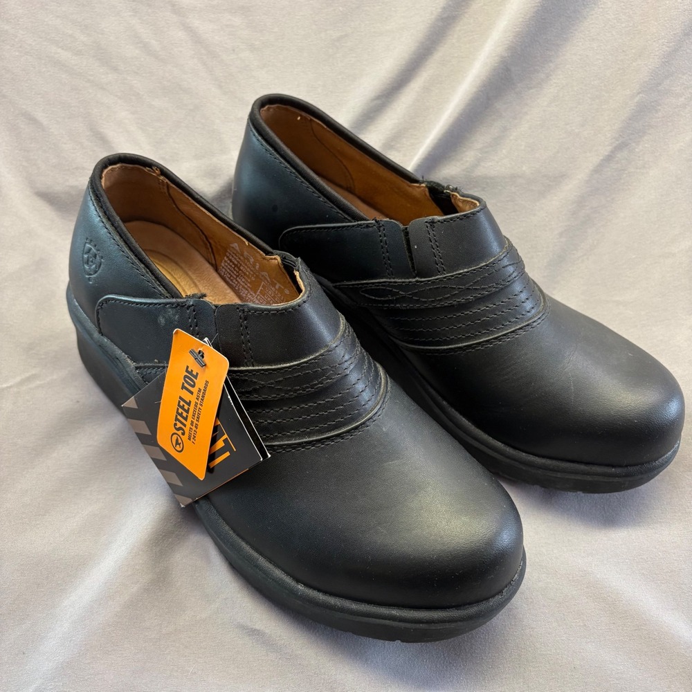 Ariat Women's Safety Clog Steel Toe Black Leather Work Shoes 10002368 Size 7.5B